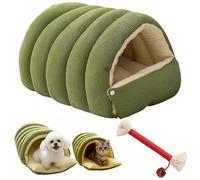 Qosigote Cozy Monster Cat Bed, Cave Style Pet Bed, Cat Beds for Indoor Cats with Removable & Washable Cushioned, Wrap Your Fur Baby in Cloud-Like Warmth (Green,35 * 30 * 19cm)