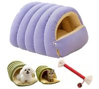 Qosigote Cozy Monster Cat Bed, Cave Style Pet Bed, Cat Beds for Indoor Cats with Removable & Washable Cushioned, Wrap Your Fur Baby in Cloud-Like Warmth (Purple,35 * 30 * 19cm)