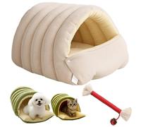Qosigote Cozy Monster Cat Bed, Cave Style Pet Bed, Cat Beds for Indoor Cats with Removable & Washable Cushioned, Wrap Your Fur Baby in Cloud-Like Warmth (Beige,45 * 37 * 28cm)