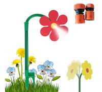 Qosigote Crazy Daisy Sprinkler, Flower Sprinkler with 1/4'', 1/6''Adapter, 360° Rotating Sunflower Lawn Sprinkler for Yard, Lawn & Garden Irrigation (Red)