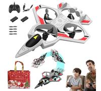 Qosigote Flip Jet Pro, High-Speed Remote Control Fighter Jet, Stunt Rc Fighter 360° Rolling Vertical Takeoff Landing, Auto-Hover, 3 Speed Modes Colorful LED, Create New Flying Fun (C+ 2 Battery)