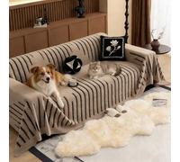 Qosigote Housse De Canapé Douce Et Antidérapante en Peluche, Housse Canape Gfisehop, Doublé en Polaire Et Épaissi Protege Canapechien, Résistant Aux Rayures, Design Monobloc (G,180 * 300)