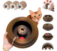 Qosigote Jouet Interactif pour Chats, Kitty Spin Griffoir pour Chat, Grattoir Chat Pliable Et Transformable, Boule avec Cloche, Jouet Chats Interactif Intérieur (Normal)