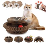 Qosigote Kitty Spin Jouet Interactif pour Chats, Griffoir pour Chat, Grattoir Chat Pliable et Transformable, Boule avec Cloche, Jouet Chats Interactif Intérieur (Normal)