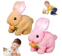 Qosigote Lapin Interactif Réaliste, Petsboro, Le Lapins Magique Qui Saute dans Le Cœur des Enfants, Lapin Interactif, Jumping, Twitching, and Shaking Ears (Marron,2PCS)