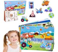 Qosigote Livre Sensoriel Montessori, Livre Sensoriel Bebe 1 an Montessori Animaux Ferme, Busy Book Éducatif, Jeux Interactifs Enfants, pour Les Enfants (B)