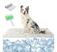 Qosigote Pet Ice Mat Summer Dog Cat Cool Pad Mattress Heatstroke Prevention Cooling Pet Cold and Warm Dual Purpose Pad, Dog Cooling Mat, Easy to Wash, Foldable (Grey,M/91 * 58cm)