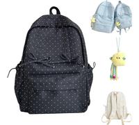 Qosigote Polka Dot Backpack, Cute School Bag, Polka Dot Backpack Candies, Lightweight Large Laptop Canvas with Bow Decoration for Girl (Black,Mittelgroße)