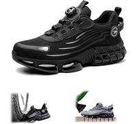 Qosigote Rocfort S3 Pro, Chaussures de Sécurité Hommes Légère Respirantes Femme Basket Securite Embout en Acier Antidérapante, Lacets à Boutons 36-48 EU (Noir,44)