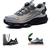 Qosigote Rocfort S3 Pro, Chaussures de Sécurité Hommes Légère Respirantes Femme Basket Securite Embout en Acier Antidérapante, Lacets à Boutons 36-48 EU (Gris,40)
