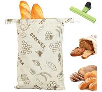 Qosigote Sacs À Pain Premium 100% Coton Et Cire D’Abeille, Réutilisables Sac À Pain en Cire d'abeille pour Fraîcheur 3X Plus Longue, Sac A Pain avec Zippée, pour Baguette, Fruits, Légumes (H)