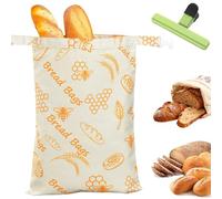 Qosigote Sacs À Pain Premium 100% Coton Et Cire D’Abeille, Réutilisables Sac À Pain en Cire d'abeille pour Fraîcheur 3X Plus Longue, Sac A Pain avec Zippée, pour Baguette, Fruits, Légumes (L)