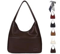 Qosigote The Maya Bag, Maya Handbags, Large Capacity Shoulder Bags Women, Soft Vegan Leather College Tote Bag, Faux Leather Slouch Bags (coffee)