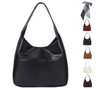 Qosigote The Maya Bag, Maya Handbags, Large Capacity Shoulder Bags Women, Soft Vegan Leather College Tote Bag, Faux Leather Slouch Bags (black)