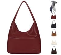 Qosigote The Maya Bag, Maya Handbags, Large Capacity Shoulder Bags Women, Soft Vegan Leather College Tote Bag, Faux Leather Slouch Bags (red)