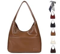 Qosigote The Maya Bag, Maya Handbags, Large Capacity Shoulder Bags Women, Soft Vegan Leather College Tote Bag, Faux Leather Slouch Bags (dark brown)