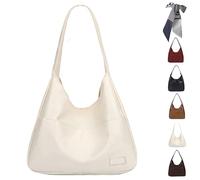 Qosigote The Maya Bag, Maya Handbags, Large Capacity Shoulder Bags Women, Soft Vegan Leather College Tote Bag, Faux Leather Slouch Bags (off-white)