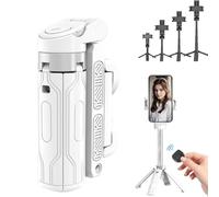 Qosigote Tnw T26 Mini Tripod for Iphone, Techlypro P15 Mini Tripod 360, Mini Selfie Stick Tripod, Pocketflex Mini Tripod with Detachable Remote Control, 360° Rotation Foldable (White)