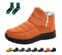 Qosigote Women’S Insulated Snow Boots, Fur Lined Winter Boots For Women Waterproof, Non-Slip, Comfortable Warm Winter Shoes (orange,39)