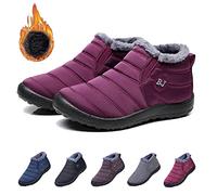 Qosneoun Boojoy Shoes, Boojoy Winter Boots Women Men Snow Boots Waterproof Anti-slip Ankle Booties Outdoor Warm Lined Shoes (Red, adult, women, numeric_40, numeric, eu_footwear_size_system, medium)
