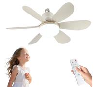 Qosneoun Ceiling Fans with Lights and Remote, E27/B22 Bayonet Fitting Ceiling Fan Light Bulb, 40W Dimmable LED Quiet Bedroom Fan, 3 Speeds Timer Fan Lights Ceiling (White)