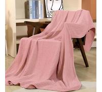 Qosneoun Montivo Musselin Decke 150 x 200, Sanfte Musselindecke Lightweight Summer, 100% Musselin Bettwäsche Sommerdecke, Atmungsaktiv Kühl Decke Erwachsene, für Bett, Sofa (Rosa, Queen(150x200cm))
