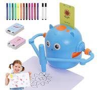 Qosneoun Robot Pictobot, Robot Dessinateur Enfant, Doodle Bot, Le Compagnon éducatif Qui Fait Aimer Le Dessin, avec 14 Crayons de Couleur et 100 Cartes à Dessin (Blue-A)