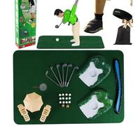 Qosneoun Tiny Golfer Play Kit for Family Fun, Mini Golf Game Set, Funny Tiny Golfer Putting Mat, Indoor Outdoor Educational Family Game Toys, Practice Golfing Man Training Game Gifts (Green)