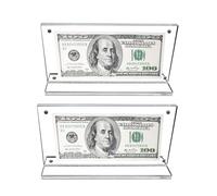 QoTang 2 Pièces Porte-Billets en Acrylique Transparent,Cadre pour Billets,Boîte de Rangement Cadre pour Billets de Banque, pour Aargent Billets Photos Vitrine 20 x 10,5 cm