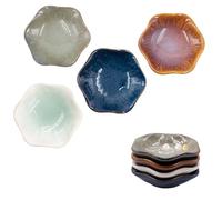 QoTang 4 Pièces Plateau Bijoux en Céramique,Plateau à Clés Forme de Fleur Plat à Bijoux Petit Plateaux Decoratif pour Bibelot Bague Table D'entrée Décor de Chambre,2,5 x 10 cm