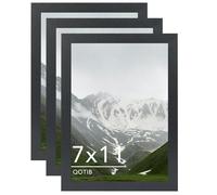 QOTIB Lot de 3 cadres photo noirs de 17,8 x 27,9 cm pour montage mural ou de table, cadres photo en bois à suspendre horizontalement ou verticalement, noir