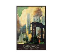 QOTOPGPG Chicago New York Central Lines Poster vintage sur toile Décoration murale pour salon, chambre à coucher 60 x 90 cm