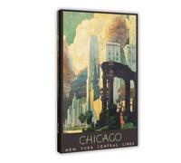 QOTOPGPG Chicago New York Central Lines Poster vintage sur toile Décoration murale pour salon, chambre à coucher 60 x 90 cm