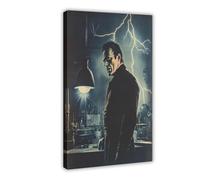 QOTOPGPG Impression sur toile Dr. Frankenstein et le monstre - Décoration pour chambre à coucher, bureau, chambre - Cadeau 30 x 45 cm