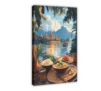 QOTOPGPG Impression sur toile Luang Prabang - Décoration murale pour salon, chambre à coucher - 30 x 45 cm
