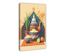 QOTOPGPG Impression sur toile représentant un couscous marocain - Décoration pour chambre à coucher, bureau, chambre - Cadeau - 20 x 30 cm