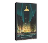 QOTOPGPG Impression sur toile vintage New York Grand Central Terminal - Décoration murale pour salon, chambre à coucher - 50 x 75 cm