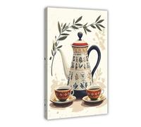 QOTOPGPG Impression vectorielle sur toile de cafetière libanaise - Décoration pour chambre à coucher, bureau, chambre - 40 x 60 cm