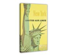 QOTOPGPG New York Liberty Statue America Vintage Travel Canvas Poster Décoration Chambre Bureau Chambre Cadeau 30 x 45 cm