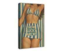 QOTOPGPG Poster « How Lucky Are We » - Impression sur toile rétro bikini - Décoration de chambre à coucher, bureau, chambre à coucher - Cadeau - 60 x 90 cm