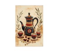QOTOPGPG Poster sur toile avec illustration de cafetière libanaise pour chambre à coucher, bureau, chambre, cadeau 50 x 75 cm