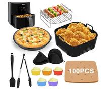QOUBNIC 115 Pièces Air Fryer Accessoires pour Philips Essential 4,1L (HD9200/HD9252/HD9255), Accessoires sans BPA Moule Silicone Air Fryer pour Philips Réutilisables