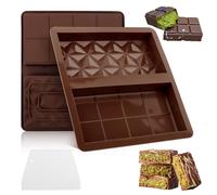 QOUBNIC 2 Pièces Moules à Chocolat Profonds avec 1 Spatule Silicone Anti-adhésif sans BPA avec Séparateurs pour Barres Énergétiques Pralines et Décors Culinaires Marron