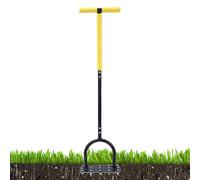Qoukonao Aérateur de Jardin, Pointes d'Aération Manuelles pour Pelouse, Scarificateur Ergonomique avec Poignée en T et Semelle Large pour Jardinage, Agriculture et Aération du Sol