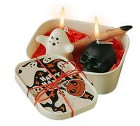 Qoukonao Bougies parfumées d'Halloween | Bougie parfumée, fantôme, crâne, pierre tombale - Atmosphère effrayante pour centre de table pour fête, intérieur, maison, chambre à coucher