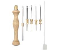 Qoukonao Broderie Punch Needle,Aiguille Punch Needle Manche en Bois | Outils Artisanat Textile Pour Débutants Adultes Projets Noël Point De Croix
