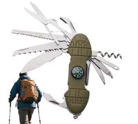 Qoukonao Outil de camping polyvalent, portable et pliable, 10 en 1, petit, avec cutter, pour la randonnée, la chasse, l'extérieur, la pêche, la réparation de vélo, hommes, père, et petit ami