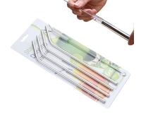 Qoukonao Pailles Inoxydables Set | Pailles Métalliques Réutilisables avec Brosses de Nettoyage pour Milkshakes,Fournitures De Fête Pour BBQ Maison Extérieur Pêche Plage Vacances Camping - Camping