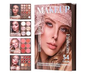 Qoukonao Palette de Maquillage Livre,Tenue Longue Durée et Pigmentation Intense | Coiffeuse Portable Style Carnet,Pour Femmes Adultes Débutantes Usage Quotidien Domicile Transport Rencontres