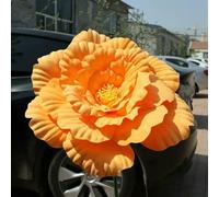 QOVBD Pivoine Artificielle géante en polyéthylène de 50 cm, Accessoire Photo pour vitrine, Fausses Fleurs, Orange foncé